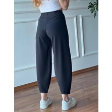 EDZ Kadın Siyah Balon Pantolon Full Likralı Beli Lastikli Günlük