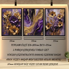 Çerçeveli 3 Parça Tablo Set-Soyut Çiçek Desen Kanvas Tablo -Tek Tablo Ölçü 55CM x 75CM