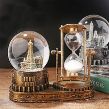 Keyfim Shop Eyfel Işıklı Sulu Kar Küreli Kum Saati