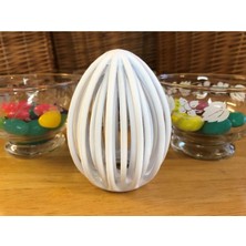 3duman Geometrik Desenli Yumurta Figürü V6  Beyaz 10 cm