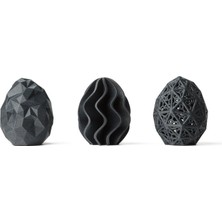 3duman Üçlü Geometrik Desenli Yumurta Figürleri V1  Siyah  10 cm