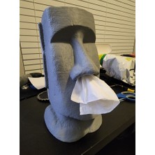 3duman Moai Şeklinde Peçete Kutusu Figürü  Gri  10 x 15 cm