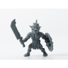 3duman Kılıç Kalkanlı Goblin Savaşçısı  Gri  5 x 10 cm