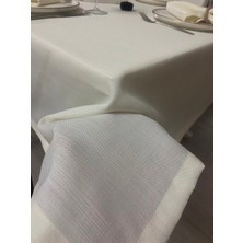 Zeren Home Keten Görünümlü Dertsiz Masa Örtüsü Krem