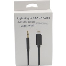 Oto Aksesuarcım Concord JH-023 Lightning Aux Çevirici 3.5mm Aux Çevirici Kablo Otg 1 Metre Siyah