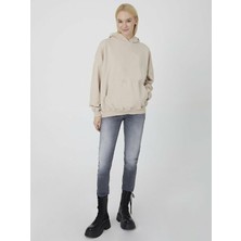 LTB KadınSoluk Efektli Oversıze Koyu Grı Sweatshırt