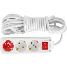 Almera 3'lü 5 mt Anahtarlı Grup Priz Topraklı 5 Metre Uza