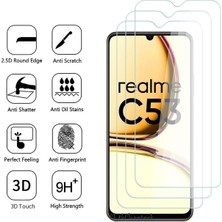 MTK Moveteck Realme C53 Uyumlu Ekran Koruyucu 9h Temperli Cam Şeffaf Passifik Tam Kaplar Ekran Camı