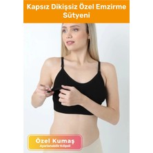 Pastimore Özel Üretim Kumaş Kilipsli Esnek Ayarlanabilir Dikişsiz Kadın Hamile Lohusa Siyah Emzirme Sütyeni