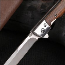 Çılgıntrend Kişiye Özel M390 Ahşap Sap Av Çakısı Balıkçı Çakı Deri Kılıflı Çelik Çakı