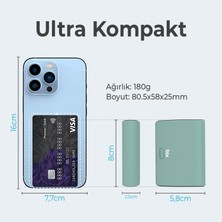 Bix PB106 10000mAh PD20W Type-C USB-A SCP 22.5W Çift Çıkışlı LED Göstergeli Kauçuk Kaplama Cep Boy Mini Powerbank Yeşil