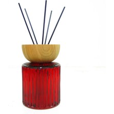 Missi Hint Esintisi 200 ml Ahşap Boyunlu Kırmızı Çizgi Kabartmalı Şişe Spice Orange Oda Kokusu