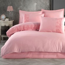 Clasy Saten Çift Kişilik Nevresim Takımı Butik Serisi Valinor Pudra