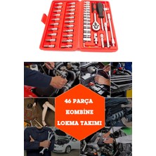 Germany Style Profesyonel 46 Parça Tornavida Lokma Takımı Araç Onarımı Cırcırlı Lokma Seti Krom Vanadyum Çelik