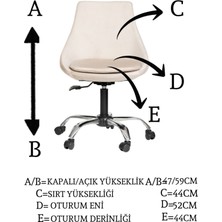 Krom Metal Ayaklı Ofis Çocuk Odası Çalışma Sandalyesi (Ayarlanılabilir) Orion