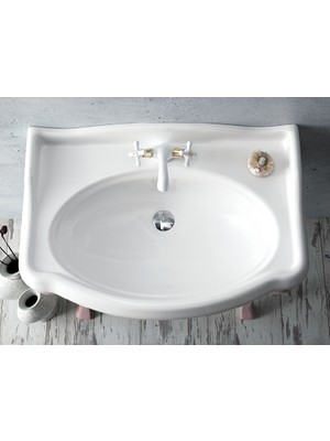 Turkuaz Seramik 1837 80 cm Etajerli Lavabo