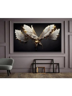 AR AJANS KANVAS TABLO Sürrealist Tasarım Altın Kanatlar Kanvas Tablo AR015