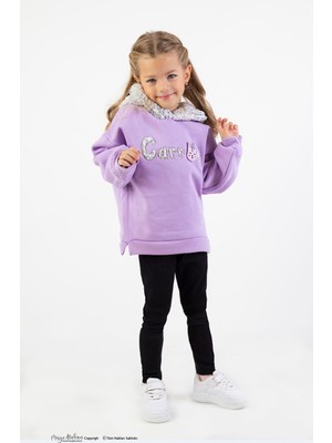Harika Kids Kız Çocuk Kumaş Orta Kalınlıkta Caretta Nakış Örme Basic Taytlı Alt Üst Takımı