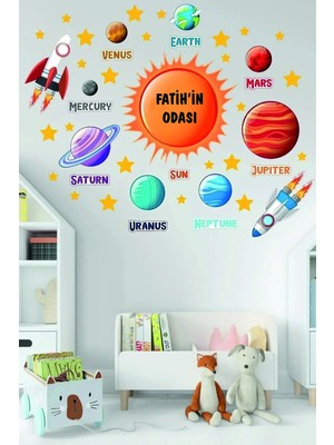 Kt Grup Güneş Sistemi ve Gezgenler Isimli Çocuk ve Bebek Odası Kişiselleştirilebilir Sticker Seti
