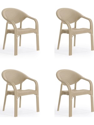 Rattan 4'lü Bambu Bahçe&balkon,teras Sandalye