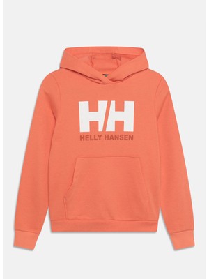 Helly Hansen Somon Kız Çocuk Kapüşonlu Uzun Kollu Sweatshirt Peach Echo Jr Hh Logo Hoodıe 2.0