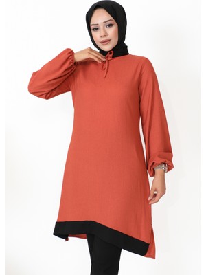 Moda Ebva Kolu Lastikli Tesettür TUNIK-3160 Kiremit