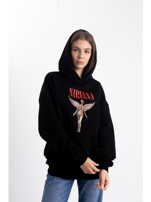 Pull The Hood Unisex Oversize Nirvana Baskı Kapşonlu Sweatshirt