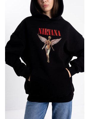 Pull The Hood Unisex Oversize Nirvana Baskı Kapşonlu Sweatshirt