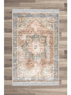 Artizon  Tekstil Artızon Halı ART-229 Beyaz Taban Dekoratif Kilim Ince Yıkanabilir Süngerli Dot Taban Salon Halısı