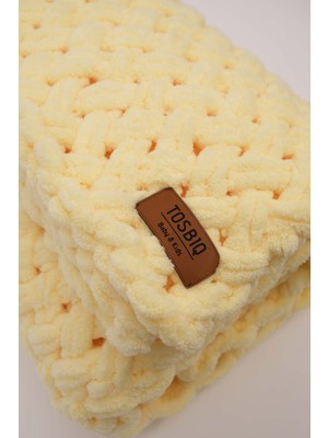 Bugula Anne Hamile Hediyesi 100x100cm Açık Sarı Unisex Alize Puffy Bebek Battaniyesi El Yapımı Organik Sertifika