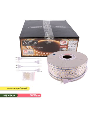 Ack 120 LED Li Şerit LED 3000K Gün Işığı 220V 10W 100M