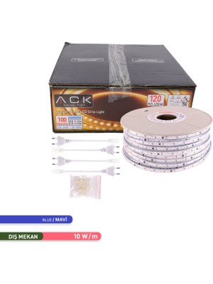 Ack 120 LED Li Şerit LED Mavi 220V 10W 100M