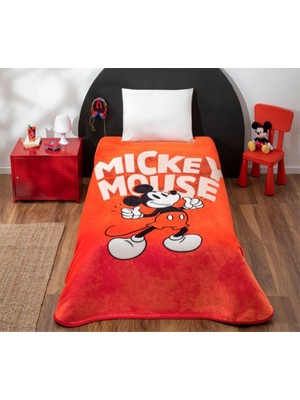 Taç Lisanslı Battaniye Mickey Mouse Classic Red Tek Kişilik