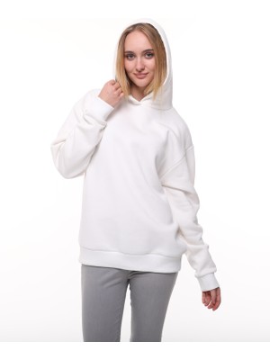 Beyaz Oversize Şardonlu Sweatshirt