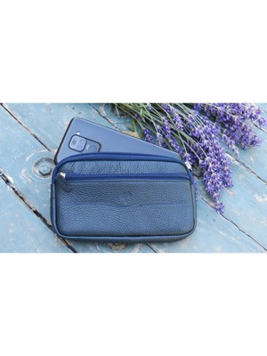 Erkek Kemer Çantası Iki Gözlü Telefon Çantası %100 Hakiki Dana Derisi