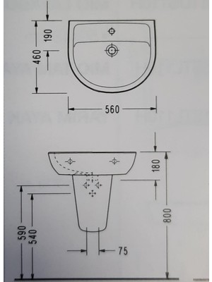 Serel Etna 46x56 cm Yarım ayaklı Lavabo EN01+2822