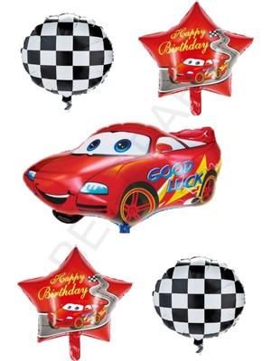 Best Parti Yarış Temalı Arabalı Yıldızlı Folyo Balon Seti
