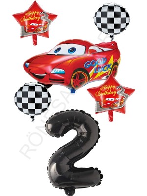 Rönesans Parti Yarış Temalı Arabalı Yıldızlı Folyo Balon Seti Yaş 2