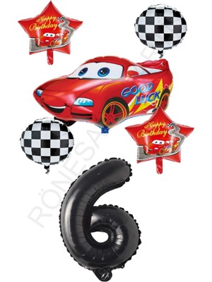 Rönesans Parti Yarış Temalı Arabalı Yıldızlı Folyo Balon Seti Yaş 6