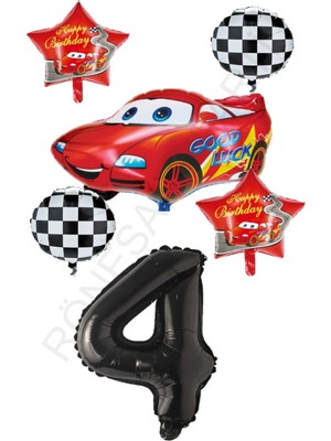 Rönesans Parti Yarış Temalı Arabalı Yıldızlı Folyo Balon Seti Yaş 4