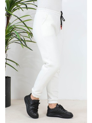 Krem Üç İplik Şardonlu Jogger Eşofman Altı