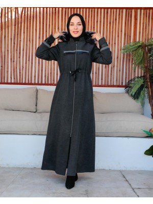 KMK Kombin Kmkkombin Kadın Tam Boy Büyükbeden Deri Detaylı Kaşe Kaban Özaltay