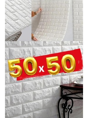 50X50 cm 0,27 M² Silinebilir Kendinden Yapışkanlı Duvar Kağıdı Esnek Köpük Panel 3D Tuğla Desen
