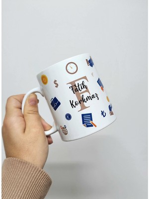Happy Mountains İsme Özel Kişiye Özel Bankacı İçin Hediyelik Kupa Bardak