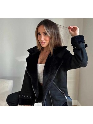 Sisa Moda Içi Kürklü Süet Kadın Mont