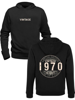 Alfa Tshirt Vintage One Of A Kind 1970 Siyah Ön Arka Baskılı Sweatshirt