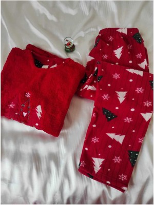 Dante Trend Kırmızı Christmas Noel Polar Pijama Takımı