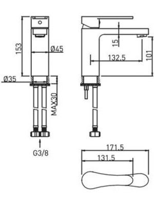 Bocchı Pera Lavabo Bataryası Krom 1020-0001