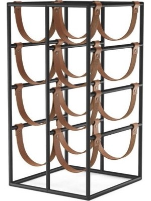 Trend Muud Dekoratif Wine Rack Drink 8 Li Stand Metal Şaraplık Içecek Standı Deri Bantlı Şaraplık