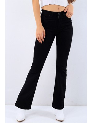 Makras Exclusive Julia Kadın Siyah Solmayan İspanyol Pantolon